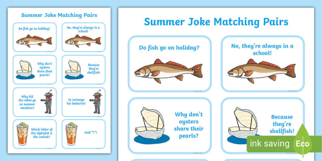 Summer Joke Matching Pairs Professor Feito Twinkl