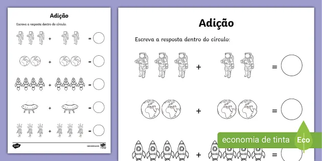 Atividades de Matemática de Adição e Subtração com Desenhos