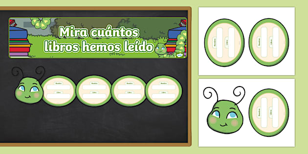 Mural de oruga con medidor de lectura | Maratón de lectura