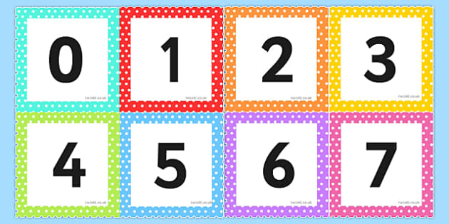 Square Number Cards ESL Number Flashcards
