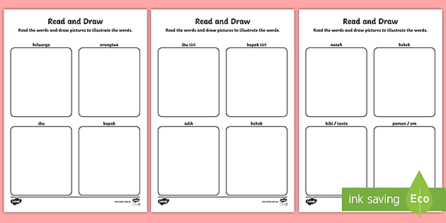my family read and draw worksheet indonesian teacher made