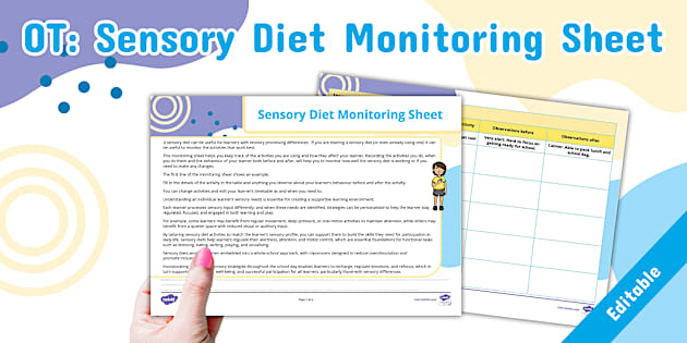 OT: Sensory Diet Monitoring Sheet