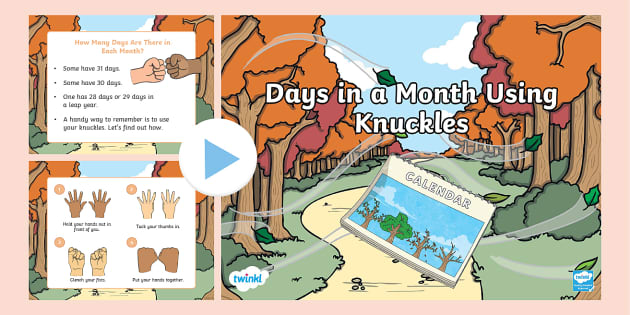 Days in a Month Using Knuckles PowerPoint - Twinkl