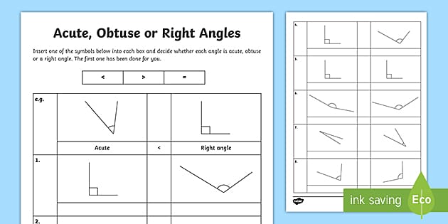 Greater Than or Less Than a Right Angle Activity - Twinkl