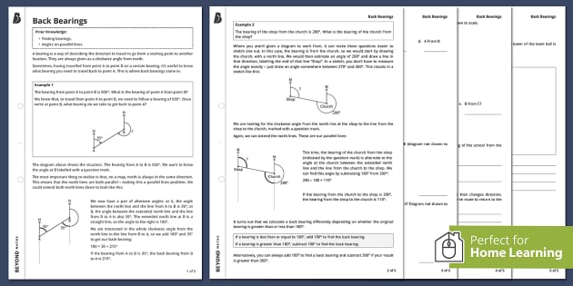 👉 Back Bearings Worksheet | Geometry & Measure | Beyond Maths