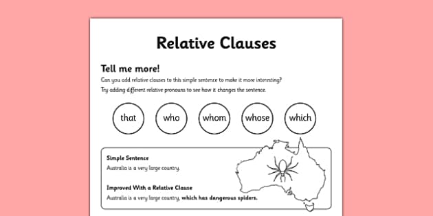 Relative Clause Worksheets Year 5
