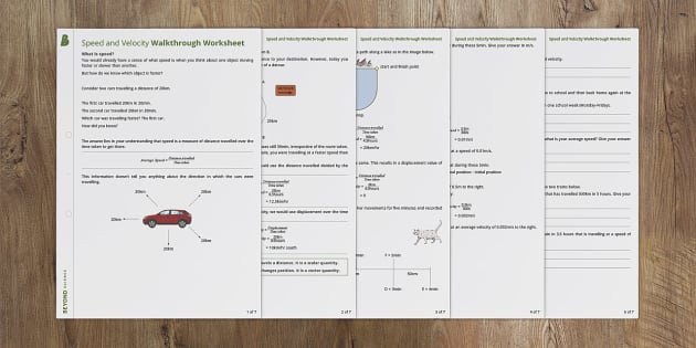 Speed, Velocity, and Acceleration - Worksheet, Printable and Distance  Learning