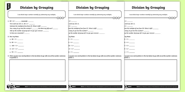 Division By Grouping Worksheet / Worksheets