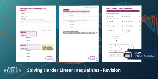 Revision Solving Inequalities Worksheets Beyond Maths