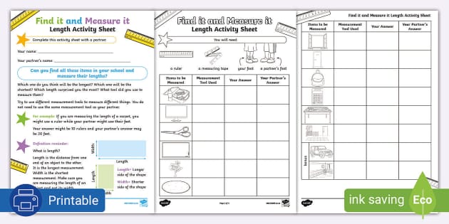 👉 Ruler or Metre Stick Sorting Activity (teacher made)