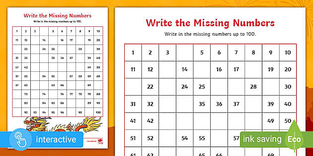 Chinese New Year Missing Numbers Number Square Maths Activity