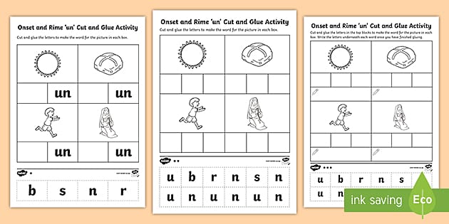 #39 un #39 Onset and Rime Differentiated Worksheet / Worksheets
