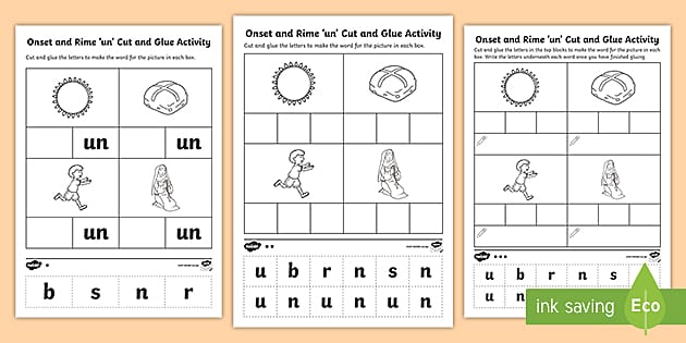 un' Onset and Rime Differentiated Worksheet / Worksheets
