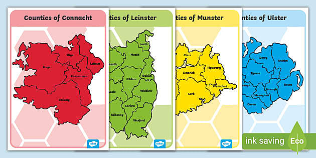 Map of Irish Provinces Display Poster