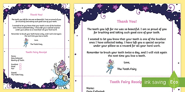 real tooth fairy letters