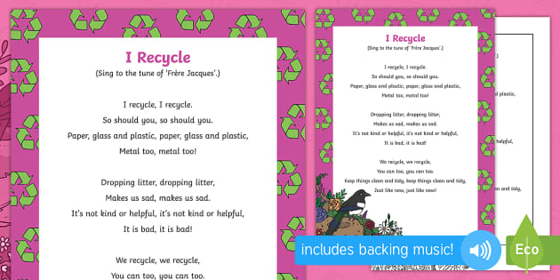 Reduce, Reuse, Recycle Song 