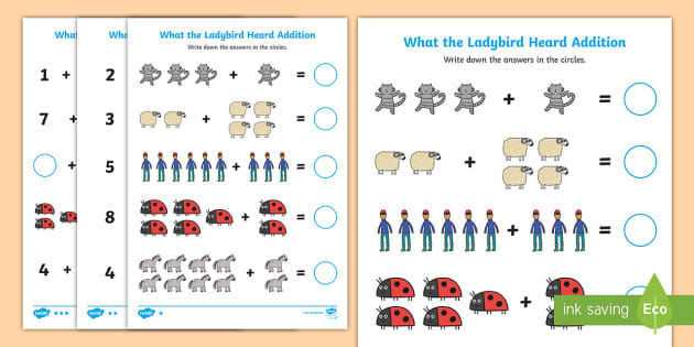 The Listening Ladybird Up to 10 Addition Sheet - what the ladybird ...