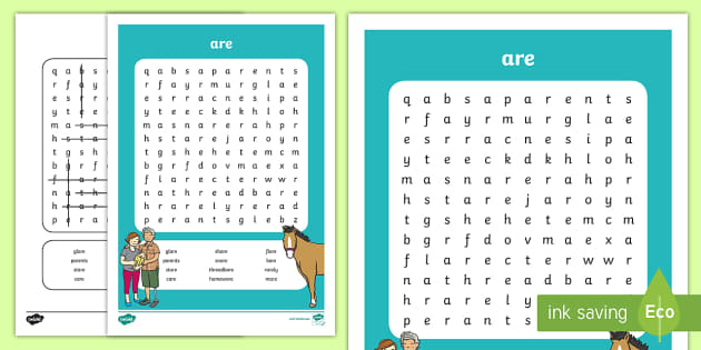 'are' Sound Differentiated Word Search (teacher made)