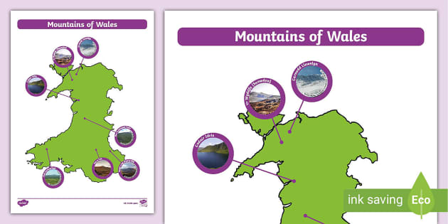 Mountains in Wales Map - Welsh Mountains (teacher made)