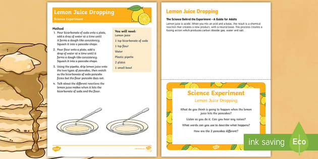 Lemon Juice Dropping Science Experiment and Prompt Card Pack