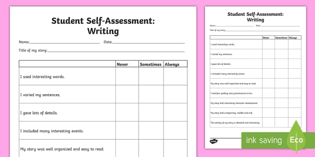 student-self-assessment-writing-worksheet-worksheet