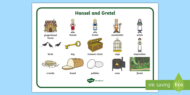 parts speech sheet of and Hansel Gretel (Images)  Word and Mat Gretel  Hansel