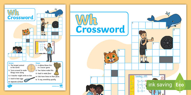 wh Crossword (teacher made) Twinkl