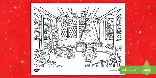 Santa's Workshop Coloring Sheet
