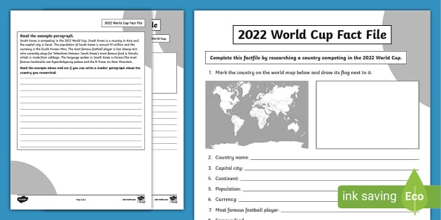 ESL 2022 World Cup Country Fact File (Teacher-Made) - Twinkl