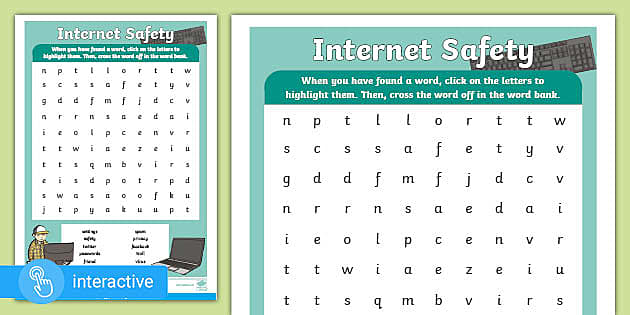 Online Safety Vocabulary Crossword