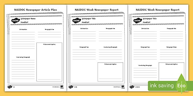 Free Naidoc Week Newspaper Article Plan Writing Template