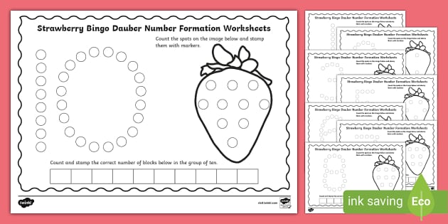 FREE Strawberry Bingo Dauber Worksheets Numbers Twinkl KS1