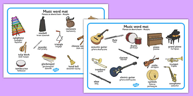 Music Word Mat Polish Translation Teacher Made Twinkl