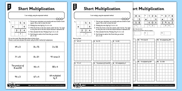 year 3 multiplication short multiplication worksheets