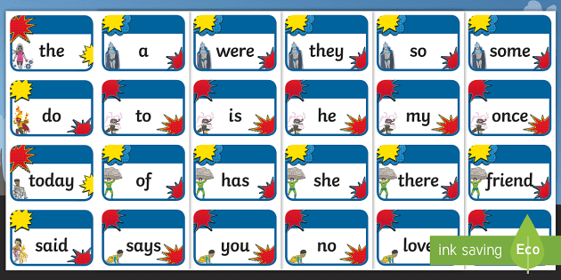KS1 Common Exception Words Flash Cards - Reception Year 1 & Year 2