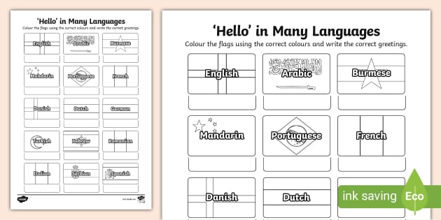 Hello in Many Languages Activity (teacher made) - Twinkl