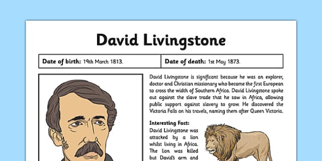 Scottish Significant Individuals David Livingstone Fact Sheet