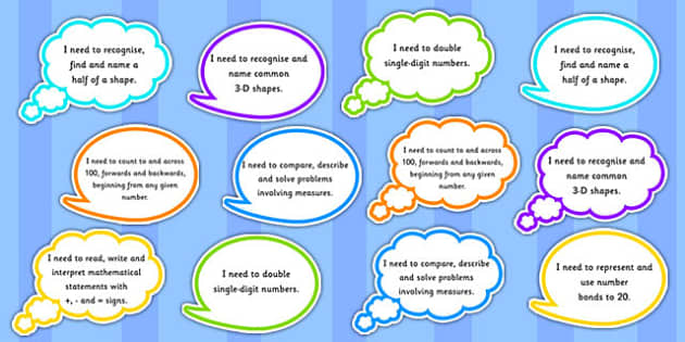 Year 1 Maths Assessment Targets on Speech Bubbles - maths