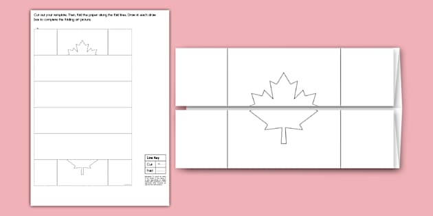 Canadian Flag Folding Art Template (teacher Made) - Twinkl