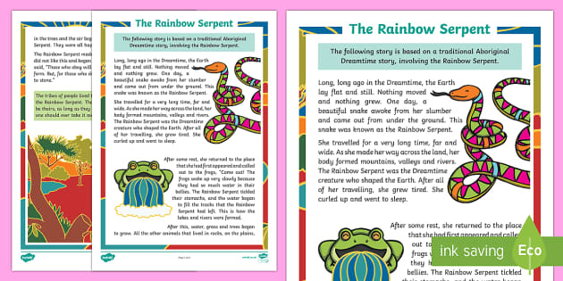 FREE Aboriginal Dreaming The Rainbow Serpent Story For Children