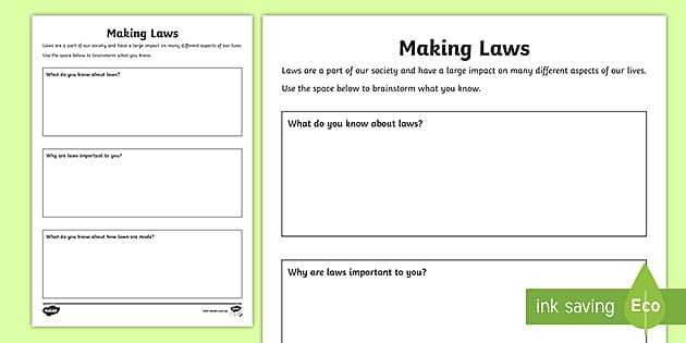 Brainstorming About Making Laws Worksheet (teacher made)