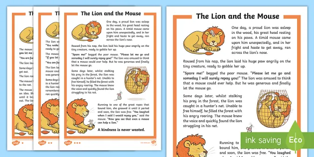 The Lion and the Mouse Story in English - Primary Resource