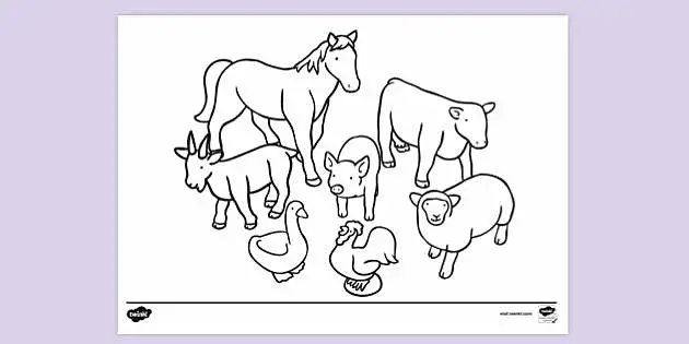Farm Animals Colouring Page PDF | Colouring Sheets - Twinkl