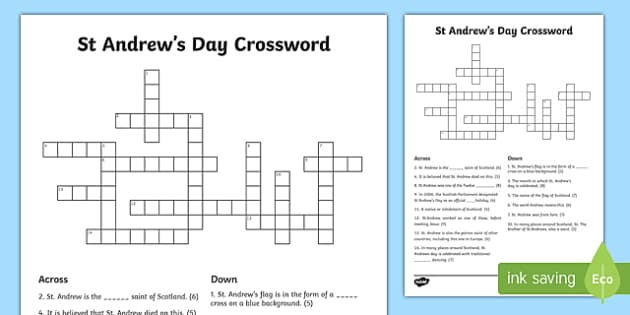 St Andrew #39 s Day Crossword (teacher made) Twinkl