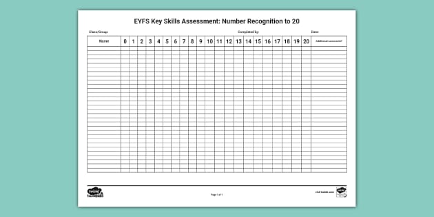 EYFS Key Skills Assessment Number Recognition to 20 | Twinkl