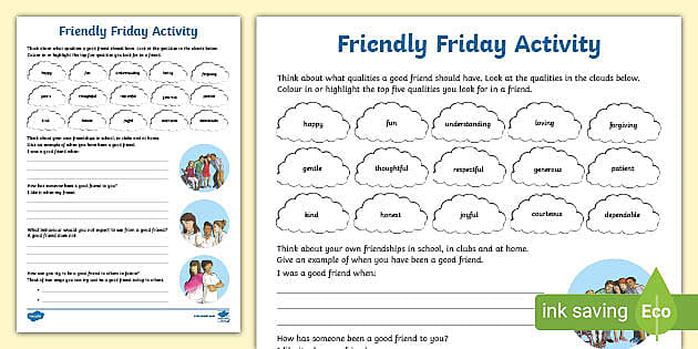 Friendly Friday Worksheet KS2 (teacher made) - Twinkl