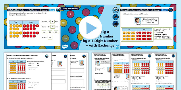 👉 Y3 Step 5 Multiply 2-Digit Number by 1 Digit – with Exchange