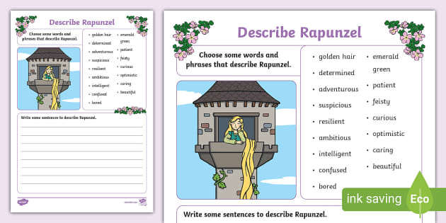 Describe Rapunzel Writing Activity (teacher Made) - Twinkl