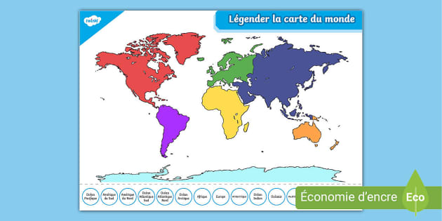 Légender la carte du monde (teacher made) - Twinkl