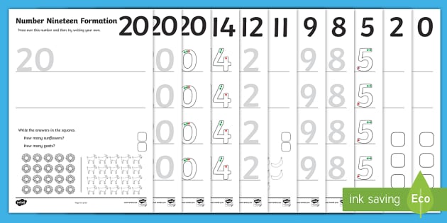 0 20 Number Formation Worksheets (Teacher-Made) - Twinkl 0-20-number-formation-worksheets-teacher-made-twinkl